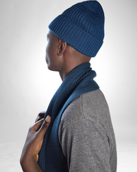 Bryce Merino Wool Beanie in teal, side view