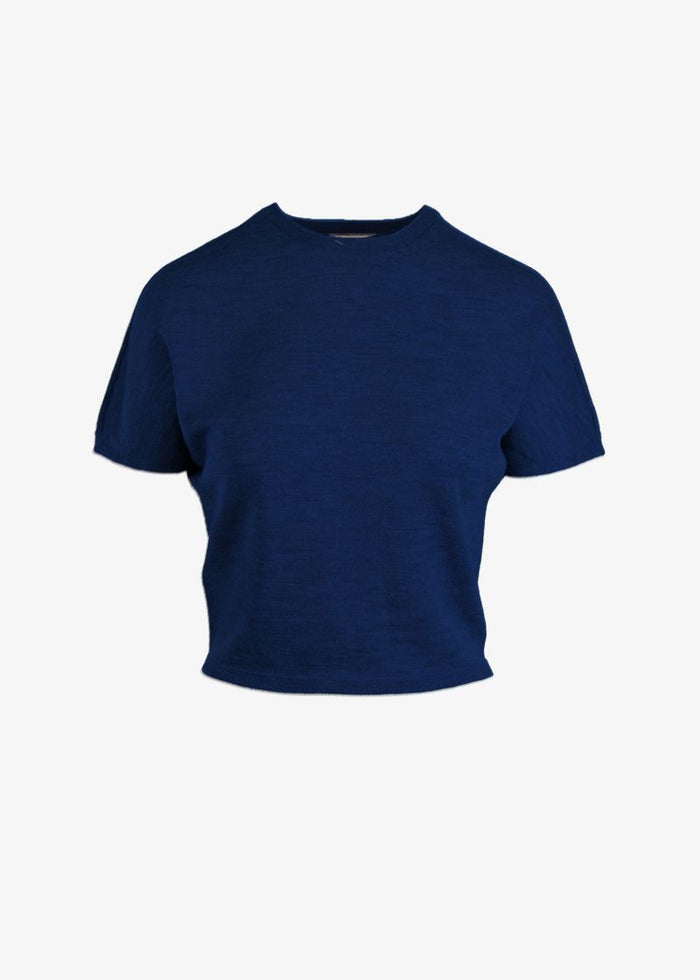 Bayle jersey knit merino wool in cobalt, front view