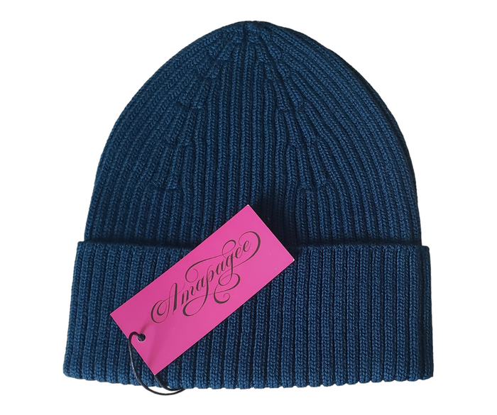 Bryce Merino Wool Beanie in teal, front view