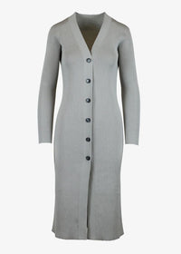 Cascade Long Cardigan in cement, front view