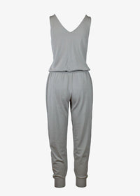 Caryla Jersry Knit Jumpsuit in cement, back view