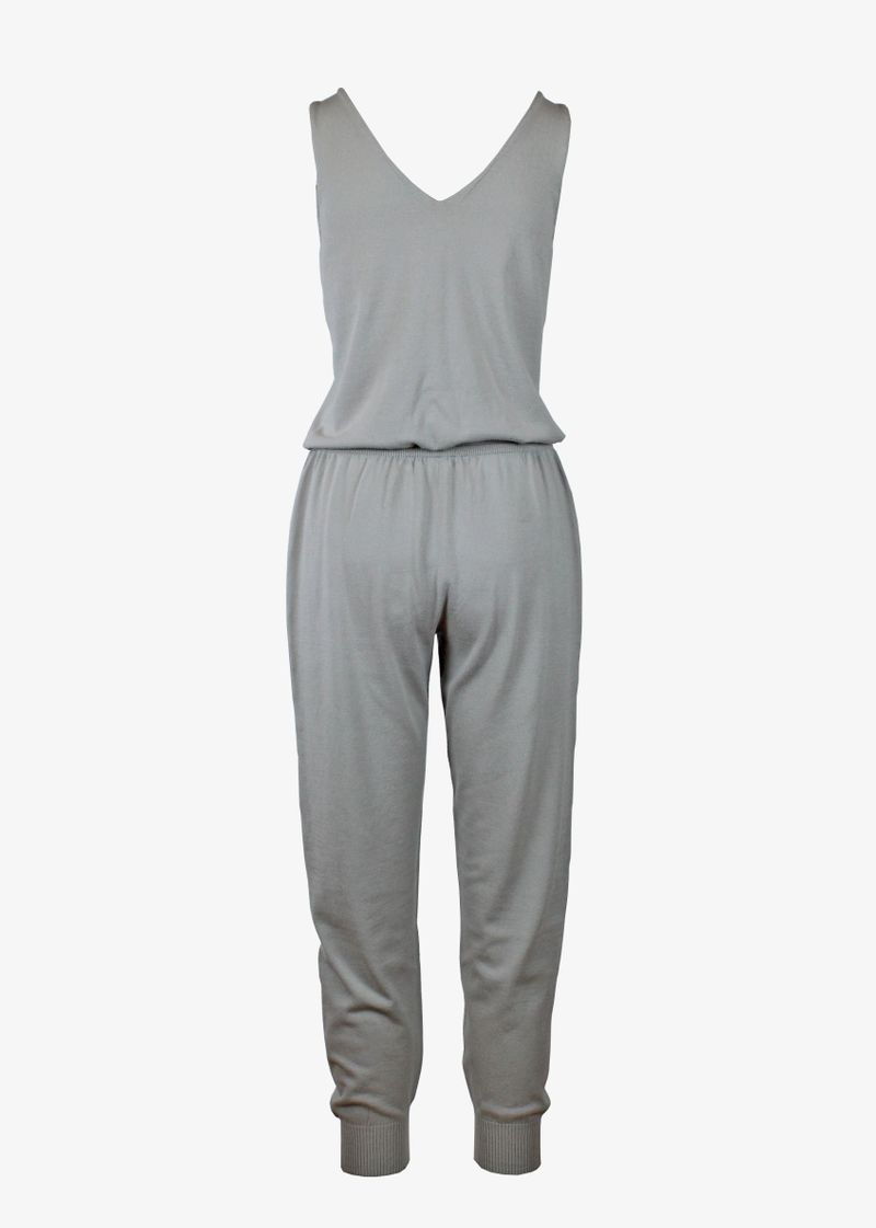 Caryla Jersry Knit Jumpsuit in cement, back view