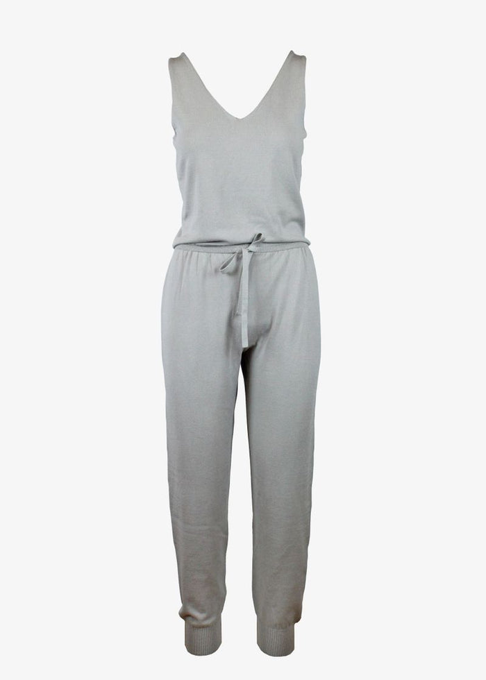 Caryla Jersry Knit Jumpsuit in cement, front view