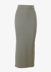 Ginger Fitted Side slit skirt in cement, front view