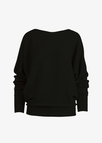 Nicolea Cashmere Pullover Top in black, front view