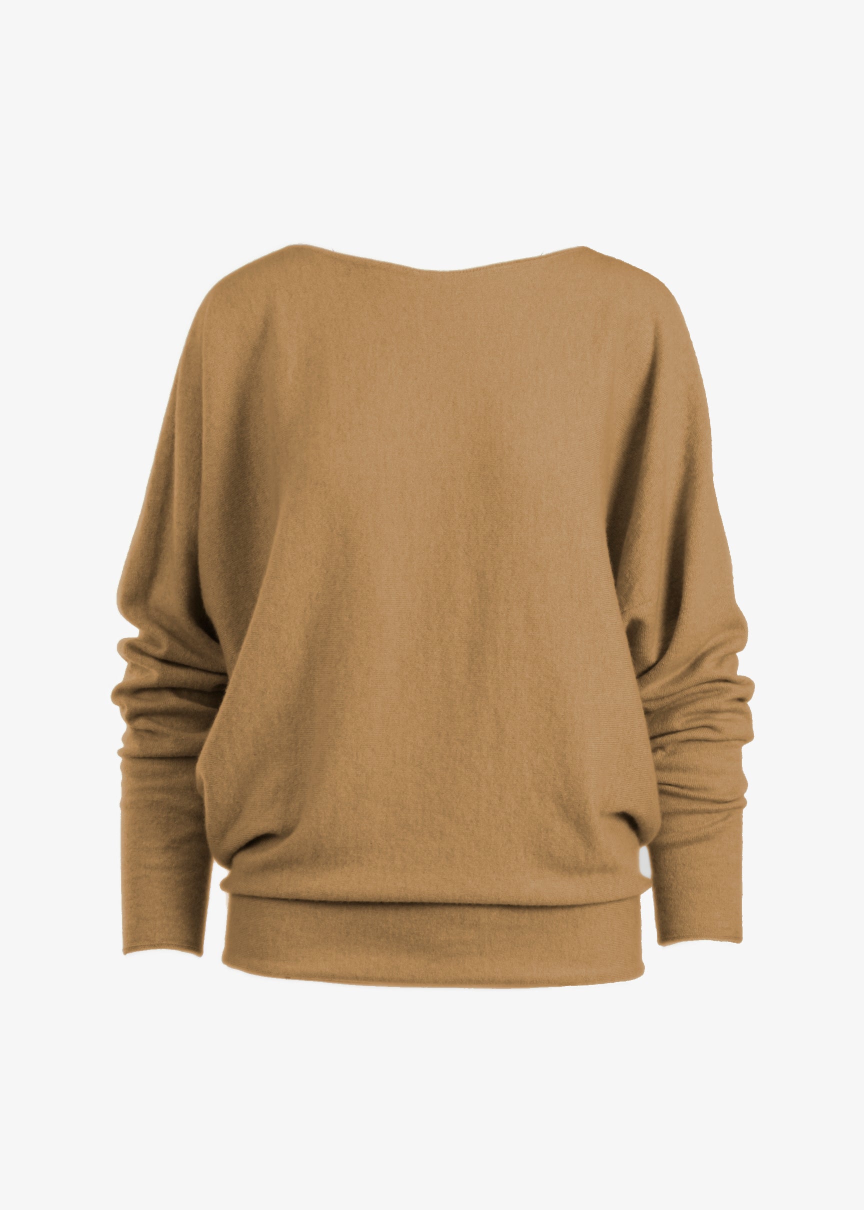 Nicolea Cashmere Pullover Top in camel, front view