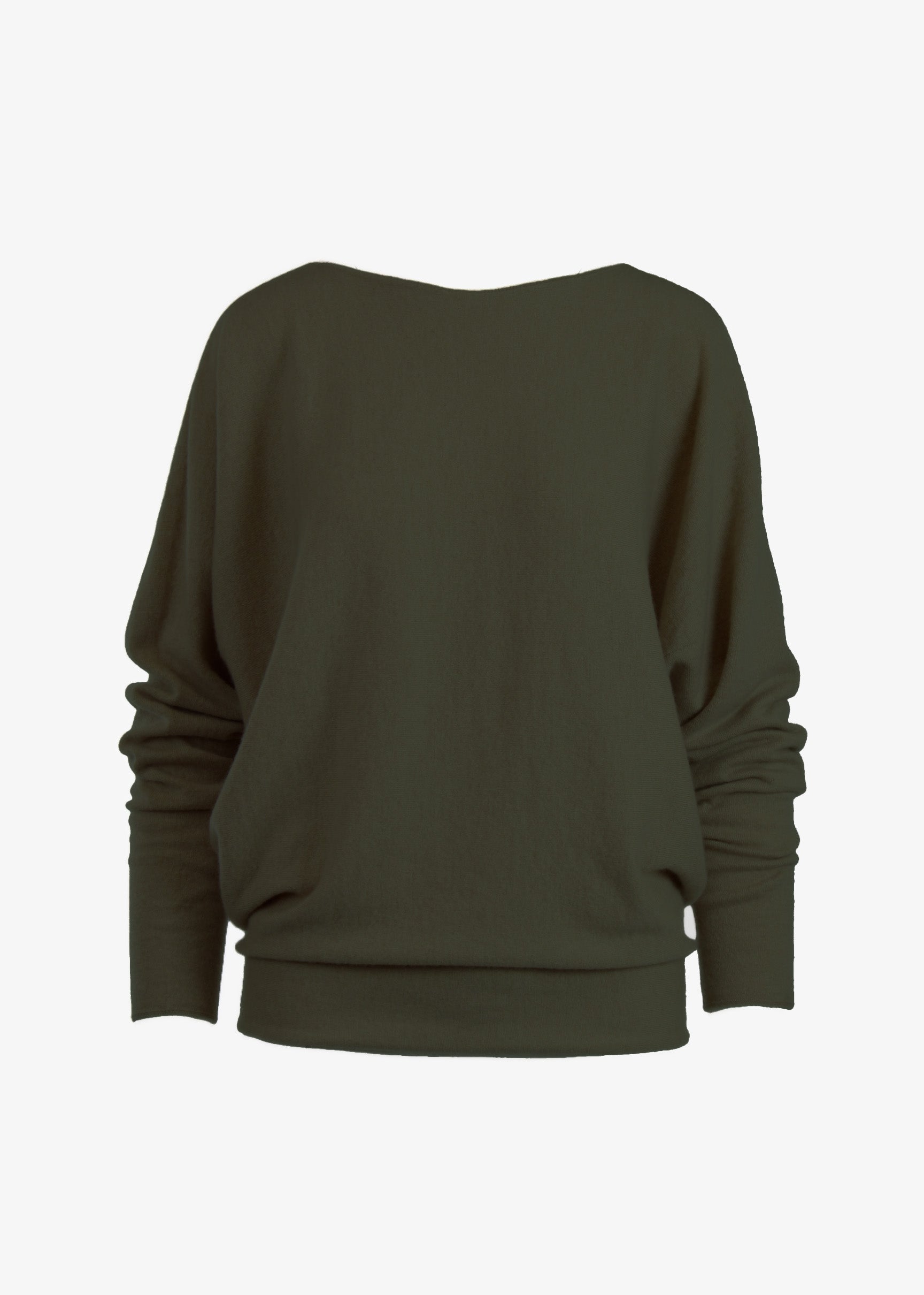 Nicolea Cashmere Pullover Top in loden, front view