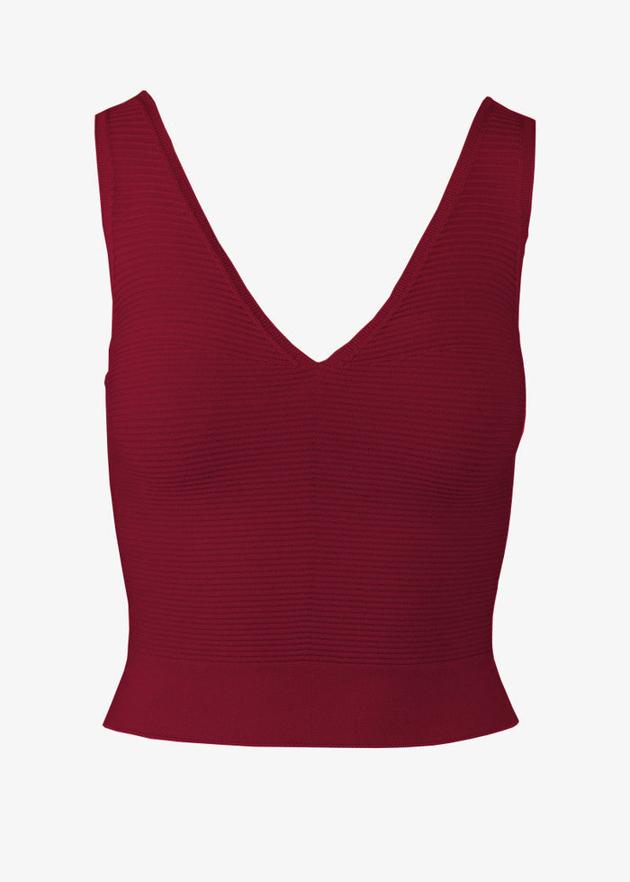 Savvy bralette top in crimson, front view